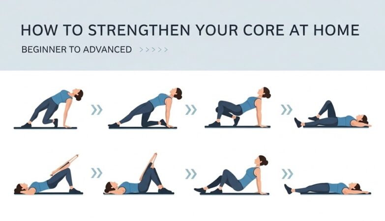 Plank exercise to strengthen the core at home